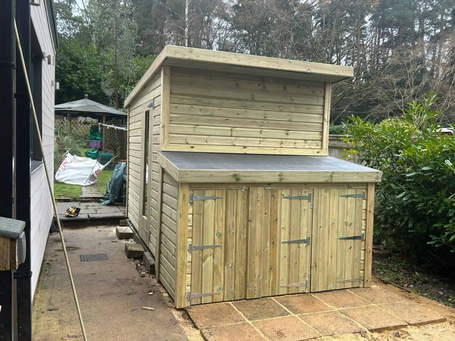 10 X 7 Ultimate Heavy Duty Pent Shed With 7 X 3 Bin Storage Midlands