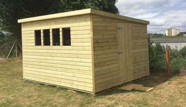 10X8Ft Wooden Ultimate Tantalised Pent Shed Garden Roof 2Ft6In Wide Single Door