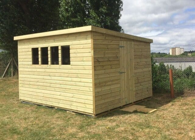 10X8Ft Wooden Ultimate Tantalised Pent Shed Garden Roof 2Ft6In Wide Single Door