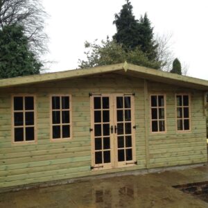 20x10ft Wooden Pent Summerhouse Georgian Style Fully Tongue & Groove 2' Overhang