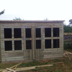 12x8ft Wooden Ultimate Garden Flat Roof Summerhouse 4'Double Door & 8 Fix Windows