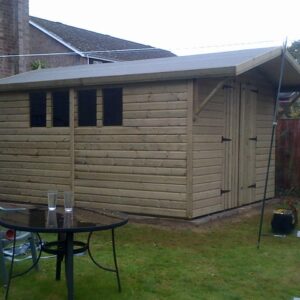 14x10ft Cladding Double Door Box Gable Roof Wooden Shed House