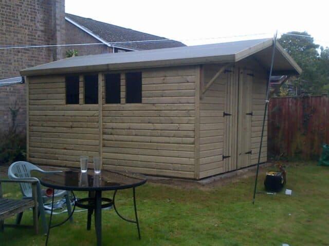 14X10Ft Cladding Double Door Box Gable Roof Wooden Shed House