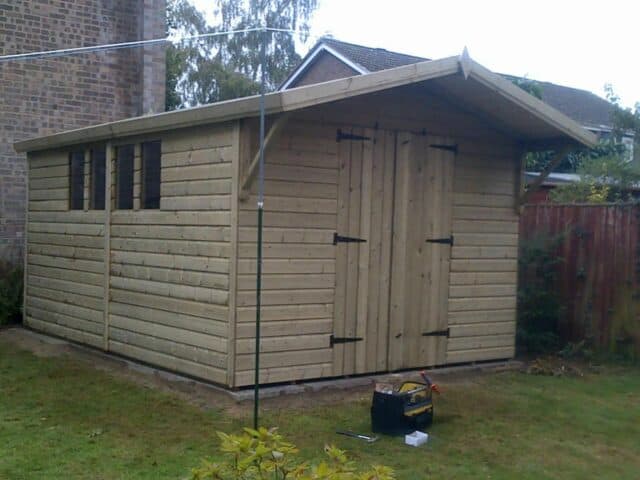 14X10Ft Cladding Double Door Box Gable Roof Wooden Shed House