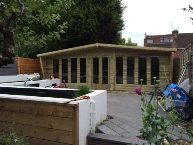 20X10Ft Wooden Finished Deluxe Summerhouse With 19Mm Walls, 2Ft Canopy And 4Ft Double Doors