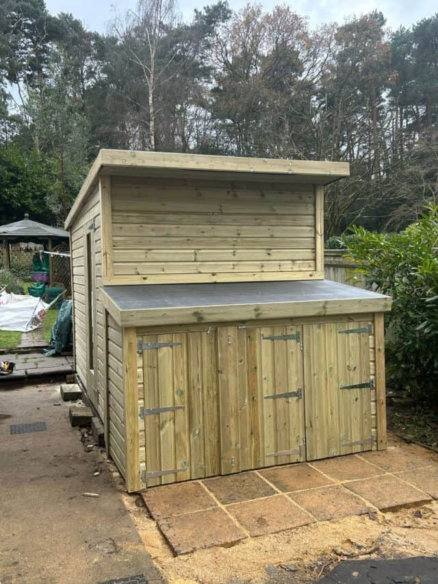 10 X 7 Ultimate Heavy Duty Pent Shed With 7 X 3 Bin Storage