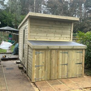 10 x 7 Ultimate Heavy Duty Pent shed with 7 x 3 Bin storage