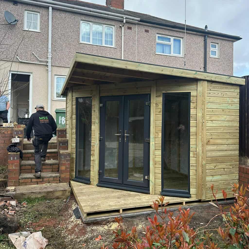 Quality Garden Sheds for Homes in Stourbridge 10 x 10 Corner UPVC Summerhouse
